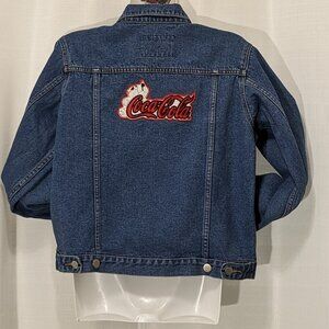 Vintage Coca-Cola denim Red Enjoy Jean Jacket Embroidered Size M Blue